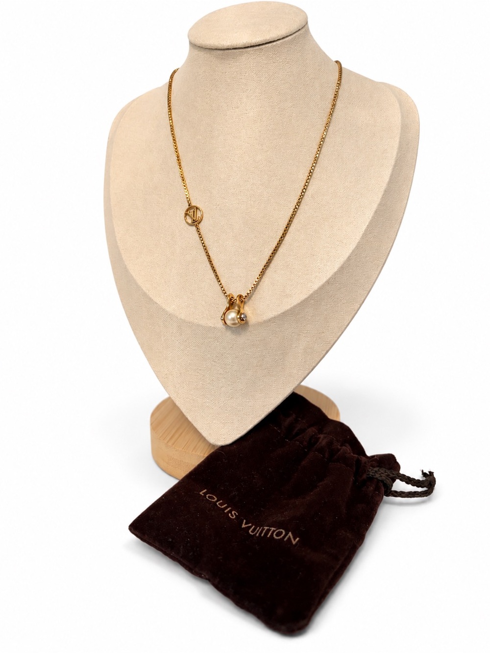 Louis Vuitton • LV Speedy Faux Pearl Pendant Necklace - Length ~15.5” to 17.5”